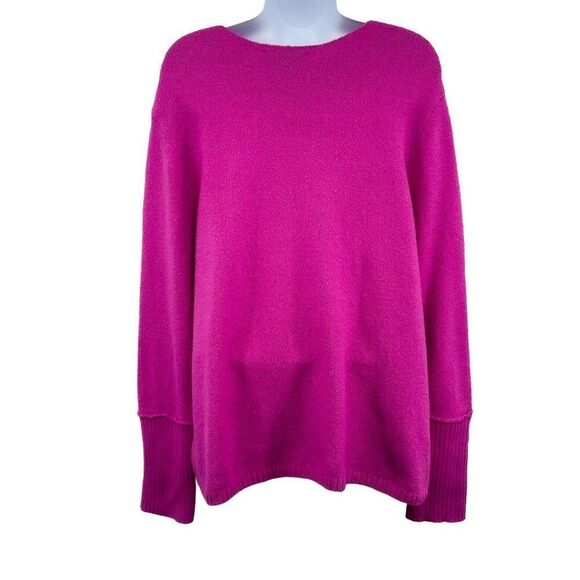Something Navy Wool V-Neck Long Sleeve Loose Fit Sweater Top Pink Small - Picture 5 of 9